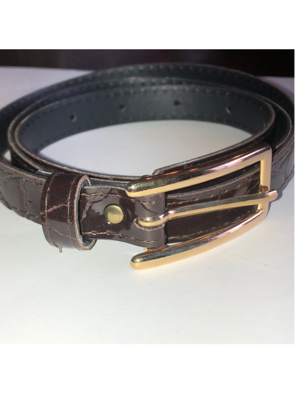 Vintage Dark Brown Faux Leather Belt Size Large